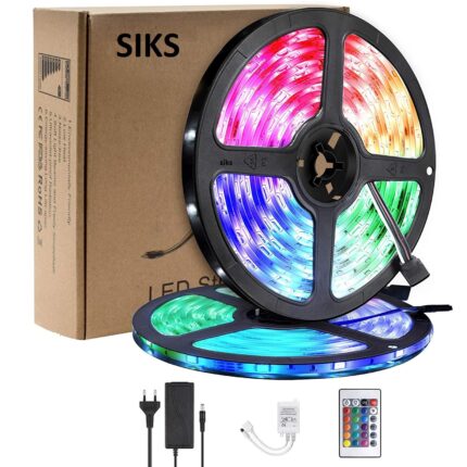 Kit Banda Led 5050 RGB SIKS® Lumina Ambientala Multicolora, 5 Metri, Control Prin Telecomanda, IP65, Led Strip, Multicolor