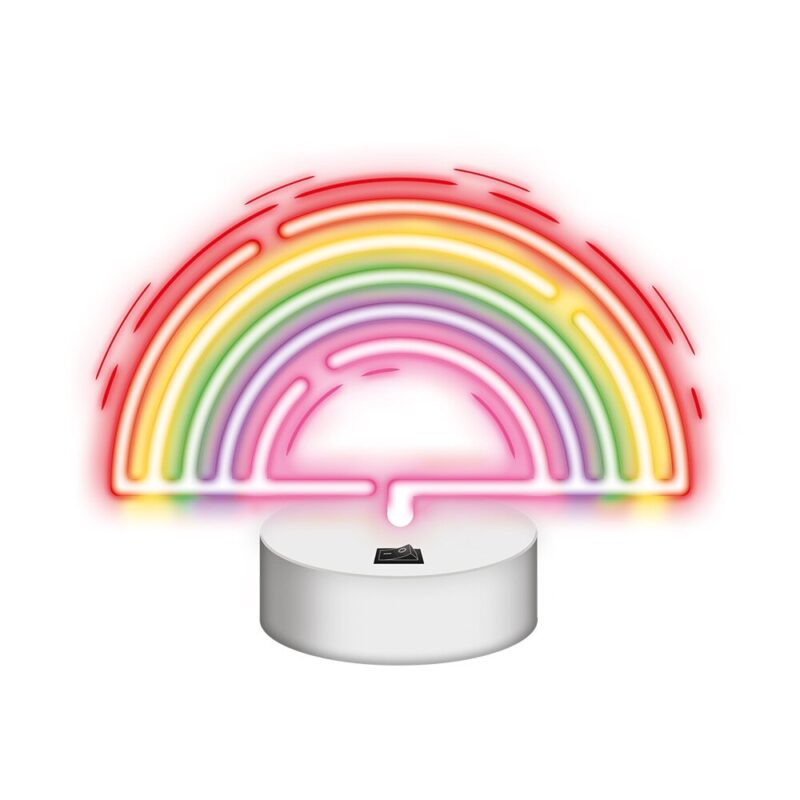 Neon decorativ LED pe stand Forever Light Neolia NNE09, model Rainbow, Baterii si USB, Multicolor