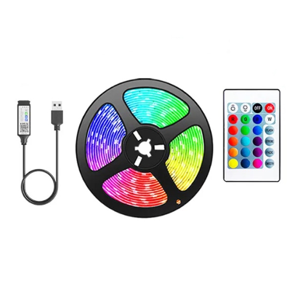 Banda LED 3 metri, Bluetooth, aplicatie telefon, telecomanda, fara alimentator, intensitate lumina reglabila, interior, IP20, 5050 RGB, autoadeziva