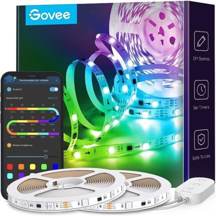 Banda LED inteligenta Govee RGBIC H6126, Wi-Fi, Bluetooth, sincronizare muzica, lumina colorata, compatibil Alexa/Google Asistant, 10m
