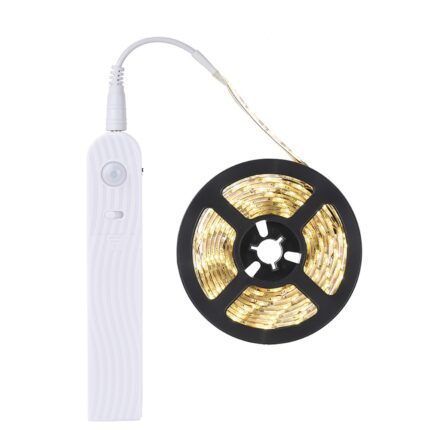 Banda Led cu senzor de miscare, alimentare pe baterii/micro Usb, reglare intensitate lumina, lumina alb-cald, lungime 3m