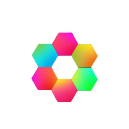 Set 6 lumini LED hexagonale, Bluetooth, Multicolor