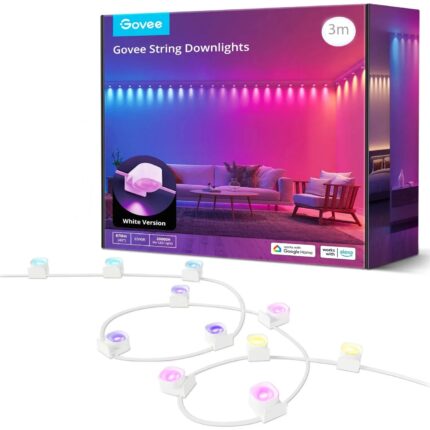 Banda cu spoturi LED RGBIC Govee String Downlights H608B, Wi-Fi, Sincronizare muzica, 15 spoturi, 3m