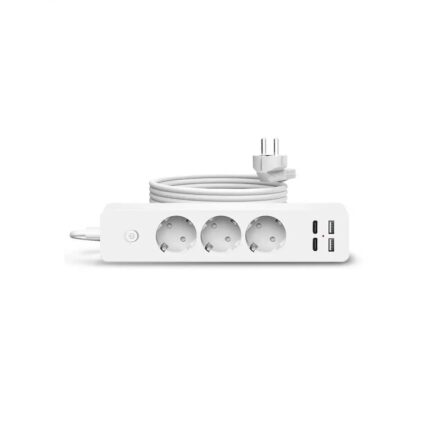 Prelungitor inteligent cu 3 prize, 2 porturi USB si 2 Type-C, lungime cablu 2m, din material ignifug, alb