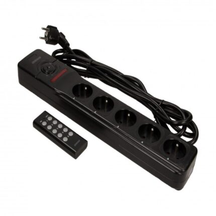Prelungitor, Orno, 5xprize, Telecomanda, 3m, Negru