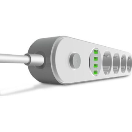 Prelungitor cu 4 prize, Ldnio, 4 x USB, Cablu de 2 m, Alb