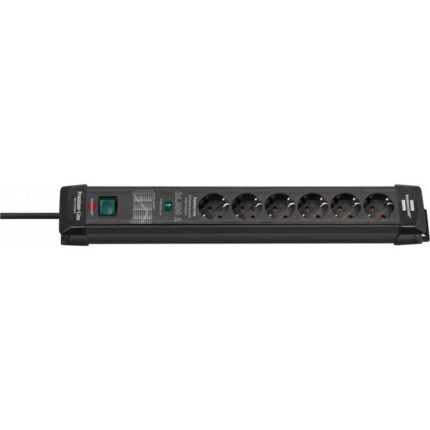 Prelungitor Premium Line, Brennenstuhl, 6 prize, Buton on-off, Negru