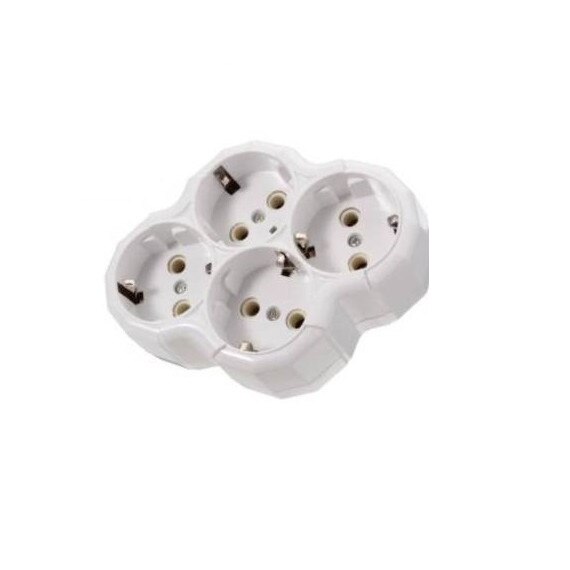 Adaptor Stecher cu 4 Prize, Bigshot, max. 250V, 16A, Alb