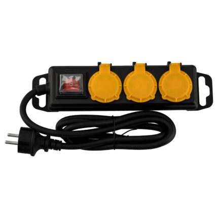 Cablu prelungitor IP44 cu intrerupator 1, 5m, 3 x priza de alimentare 230V, negru
