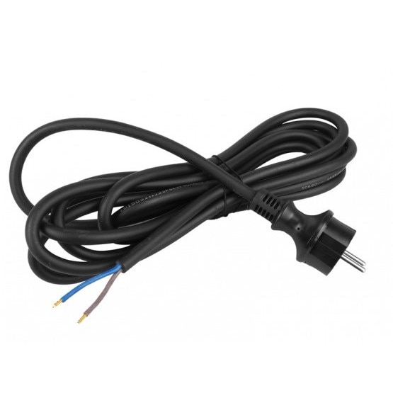 Cablu de conectare cu stecher drept, Cauciuc, IP44, 2 x 1.5 H07RN-F, 4 m, Negru
