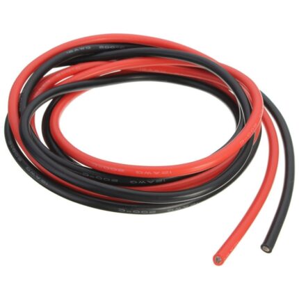 Set cablu siliconic 14AWG, sectiune din cupru multifilar, suprafata 2.1 mmp, 1 metru rosu si 1 metru negru