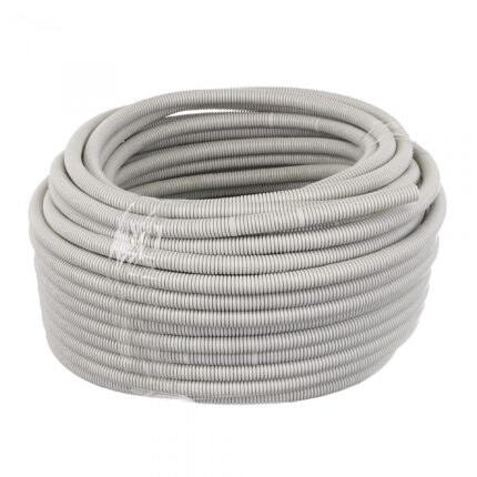 Tub Copex Flexibil PVC Ignifug, Grelys Print, cu fir de tragere, rezistenta compresie 320N, diametru 20 mm, lungime 50 m, alb
