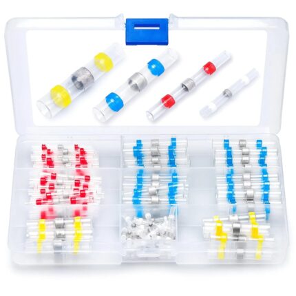 Set 200 de tuburi termocontractabile cu inel de cositor, NUODWELL, Rezistent la apa si rezistent la praf, Cu diverse dimensiuni, Usor de operat si de transportat, Plastic, Multicolor
