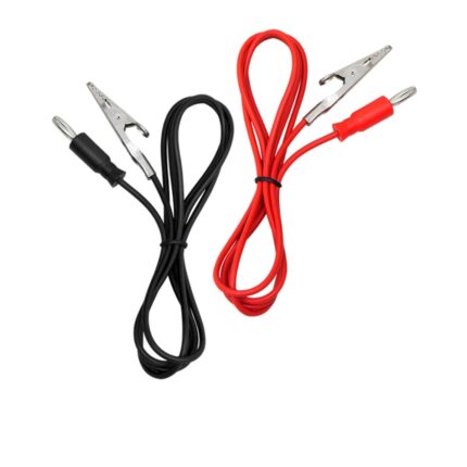 Set 2 cabluri electrice, cu mufe banana si cleme tip crocodil, 15A, Xtreme 07467, 100cm lungime, rosu si negru