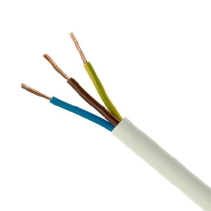 Cablu electric MYYM, 3 fire x 1.5 mm, 1 metru lungime, alb