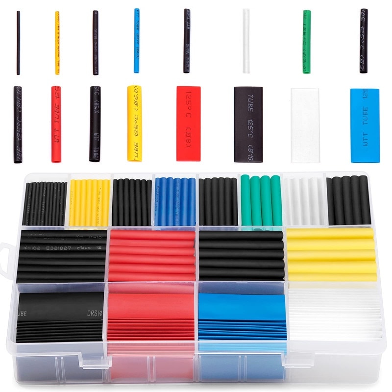 Set Tuburi Termocontractabile, 580 piese, Multicolor, 2:1 Raport de Contractie, Cutie Depozitare