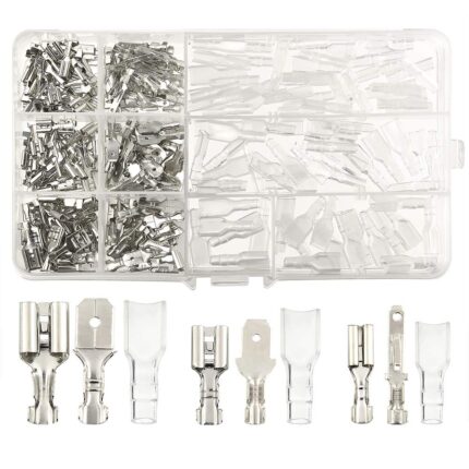 Set 270 terminale electrice, Conector de sarma, Alama, 2.8 mm/4.8 mm/6.3 mm, Argintiu