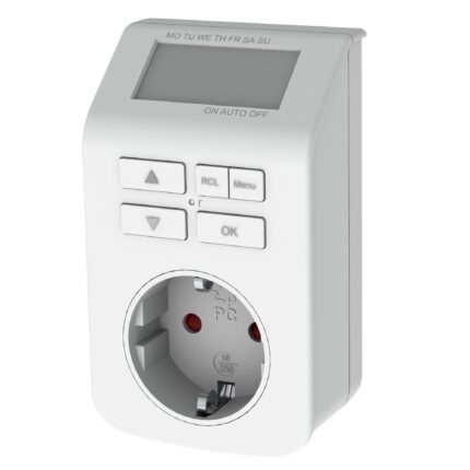 Priza digitala programabila Bachmann EMT709, display LCD, 16A, 230V, max.3680W, Alb