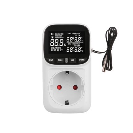Priza inteligenta cu termostat, programabila, cu senzor de temperatura pentru controlul pompelor de recirculare, sistemelor de incalzire/racire, acvarii, terarii, sere, alb