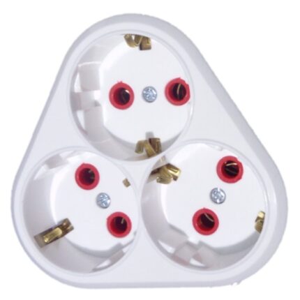 Priza tripla Mutlusan aparenta, rama inclusa, contact de protectie, 16A, 220V, alba