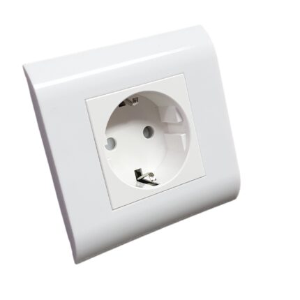 Priza electrica simpla LanKATT, schuko, ST, montaj ingropat (sub tencuiala), modulara, 80x80, ALB