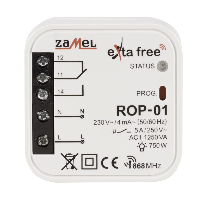 Receptor radio cu 1 canal ZAMEL, ROP-01, 230 V AC, Alb