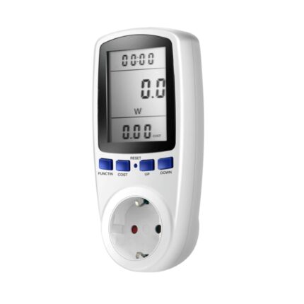 Priza cu contor digital energie, Display LCD, 16A, 230V, 50Hz, consum, amperaj, tensiune, Putere Maxima 3680 W, culoare Alb