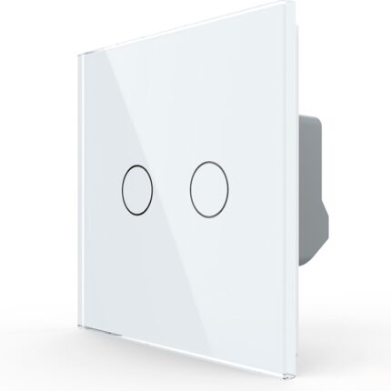 Intrerupator dublu cu touch Livolo VL-FC2-2G-2W, din sticla securizata, serie noua, Alb