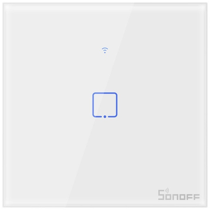 res_b057dcafed9e5f853b8aa63737888491 Intrerupator inteligent cu touch Sonoff T0 EU TX, Wireless, 1 canal, compatibil iOS/Android, Amazon Alexa/Google Assistant, sticla, Alb