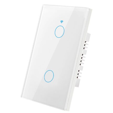 Comutator tactil WiFi inteligent,2 canale, compatibil cu Alexa, Google home, ifttt, AliGenie, tuya, sticla, alb