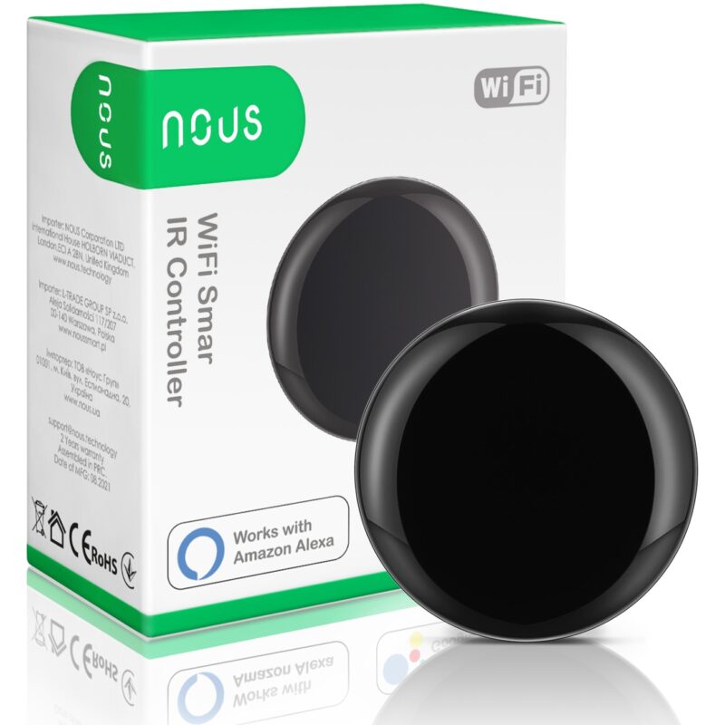 Telecomanda universala Nous L5 HUB Wi-Fi IR WiFi, control dispozitive cu infrarosu, pentru aer conditionat, televizor, sistem audio, Tuya Smart, Alexa si Google Assistant