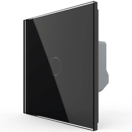 Intrerupator simplu cap scara/cruce cu touch Livolo, serie noua, din sticla, Negru