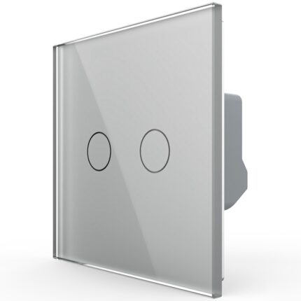 Intrerupator dublu cu touch Livolo VL-FC2-2G-2I, din sticla securizata, serie noua, Gri