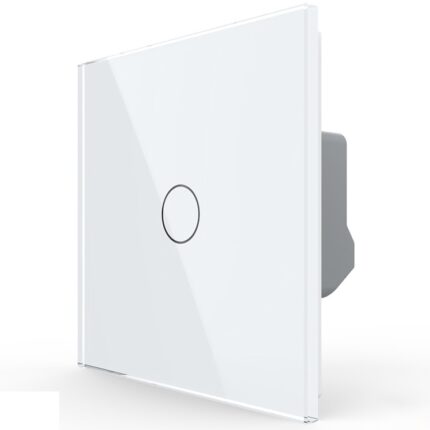 Intrerupator Simplu cap scara/cruce cu touch Livolo, din sticla, Alb