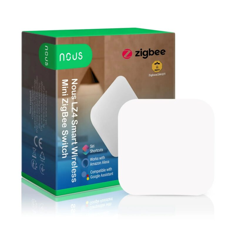 Telecomanda inteligenta Nous LZ4, Wi-Fi, ZigBee, 30m, 49x49x13mm, Alb