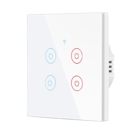Intrerupator Touch, Chucai, WiFi, cu touch, 4 canale, Compatibil cu Tuya/SmartLife/Alexa/Echo/Google Assistant, Alb