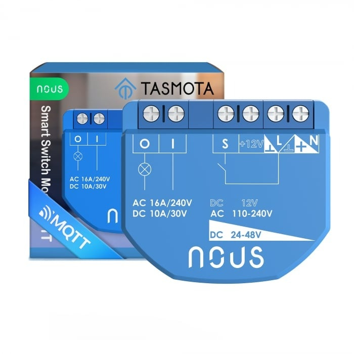 Releu inteligent Nous B2T PM, 16A, Wi-Fi, Tasmota, Matter, Monitorizare energie - 1 canal, ESP32