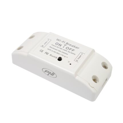Releu inteligent PNI SafeHome PT08R WiFi, 10A, comanda prin internet, aplicatie de mobil Tuya Smart, integrare in scenarii si automatizari smart cu alte produse compatibile Tuya, Alexa si Google Assistant