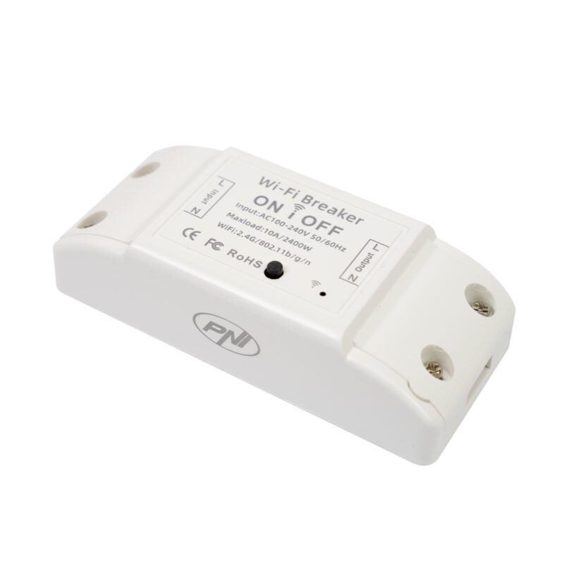 Releu inteligent PNI SafeHome PT08R WiFi, 10A, comanda prin internet, aplicatie de mobil Tuya Smart, integrare in scenarii si automatizari smart cu alte produse compatibile Tuya, Alexa si Google Assistant
