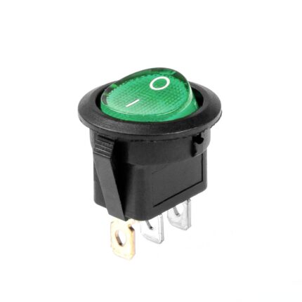 Intrerupator auto rotund ON/OFF cu lumina verde 12/24V max 20A