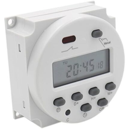 Intrerupator programabil digital cu ecran LCD, 12V, 16A, interval minim 1 minut, umiditate 35-85% RH