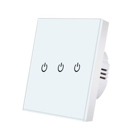 Intrerupator simplu cu touch, Darklove, Cu Surub, 3 Faza, Iluminare LED, Rezistenta la umiditate si zgarieturi, Usor de curatat, Pentru bucatarie, baie si hoteluri, Sticla securizata/ABS, 8.6x8.6x3.5cm, Alb