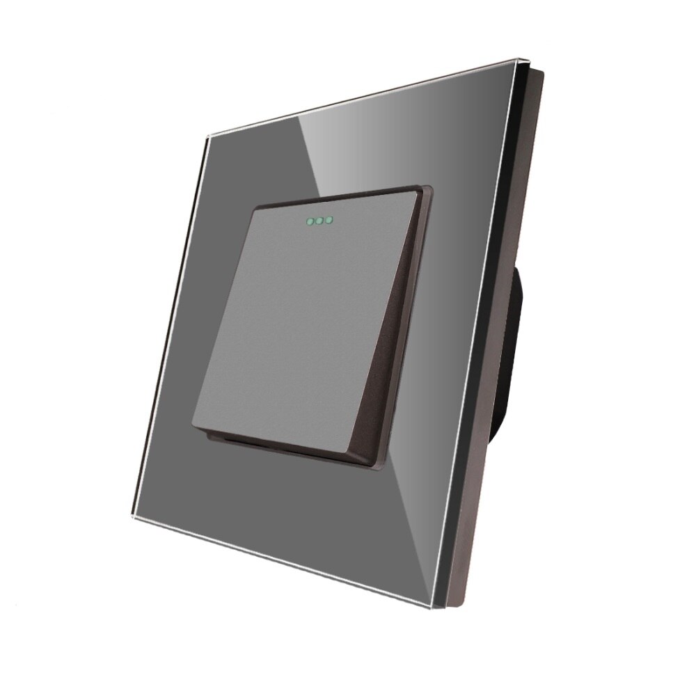 res_97253366f6eb7e6595c9cdf6f1077aed Intrerupator Simplu Cap Scara Mecanic LUXION cu Rama din Sticla, Gri