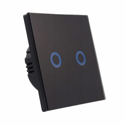 Intrerupator dublu, MasterLED, 3-300W, lumina LED, IP45, sticla securizata, negru