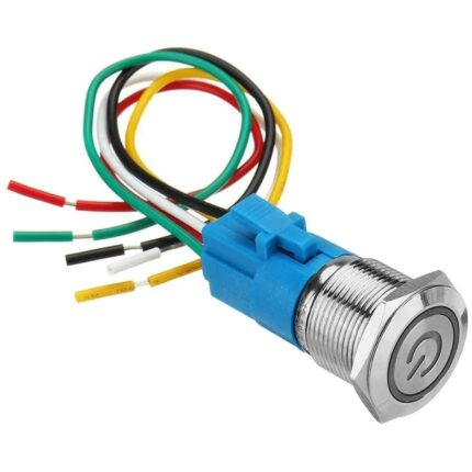 Intrerupator 19 mm 12V-24V 5A LED ON OFF Comutator impermeabil fixa autoblocare sarma priza galben