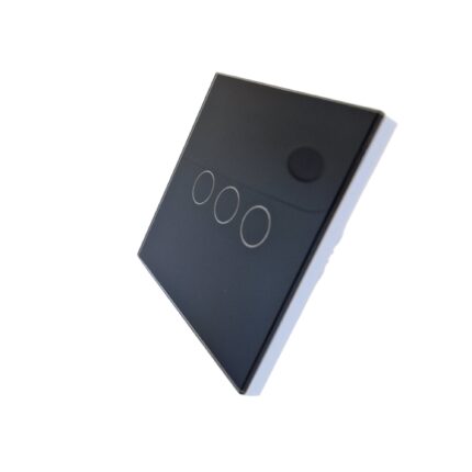 Intrerupator triplu Touch, Sticla Securizata, Design Modern, Iluminare LED, 3Faze, Negru