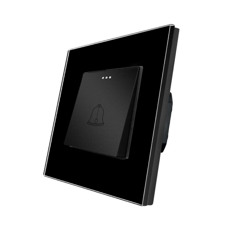 Buton de Sonerie Mecanic LUXION cu Rama din Sticla, Negru