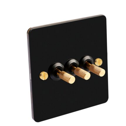 Intrerupator triplu TAM Retro Vintage 3 CS, Negru, 10 A