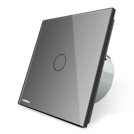 Intrerupator simplu wireless cu touch Livolo din sticla, Gri