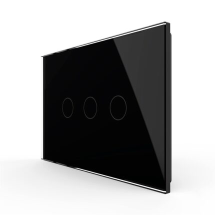 Intrerupator triplu cu touch Livolo din sticla, standard italian, Negru